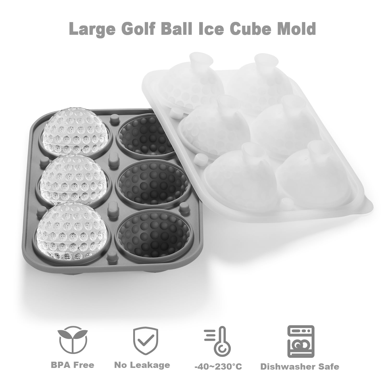 Nax Caki 3D Golf Ice Cube Tray, Large Golf Silicone Fun Shapes Whiskey Ice Mold with Funnel for Cocktails, Bourbon,Brandy, Whiskey Gifts for Men