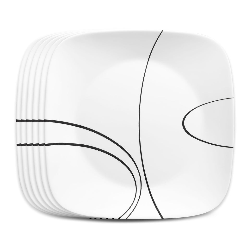 Corelle Vitrelle 6-Piece Salad Plate Set, Triple Layer Glass and Chip Resistant, Lightweight Square 10-1/4-Inch Plates Set, Splendor