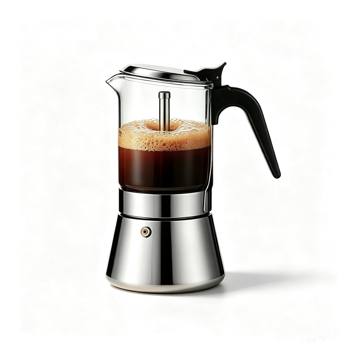 SIXAQUAE Moka Induction Stovetop Espresso Maker,Crystal Glass-top & Stainless Steel Espresso Moka Pot,Classic Italian coffee maker,240ml(6cup)