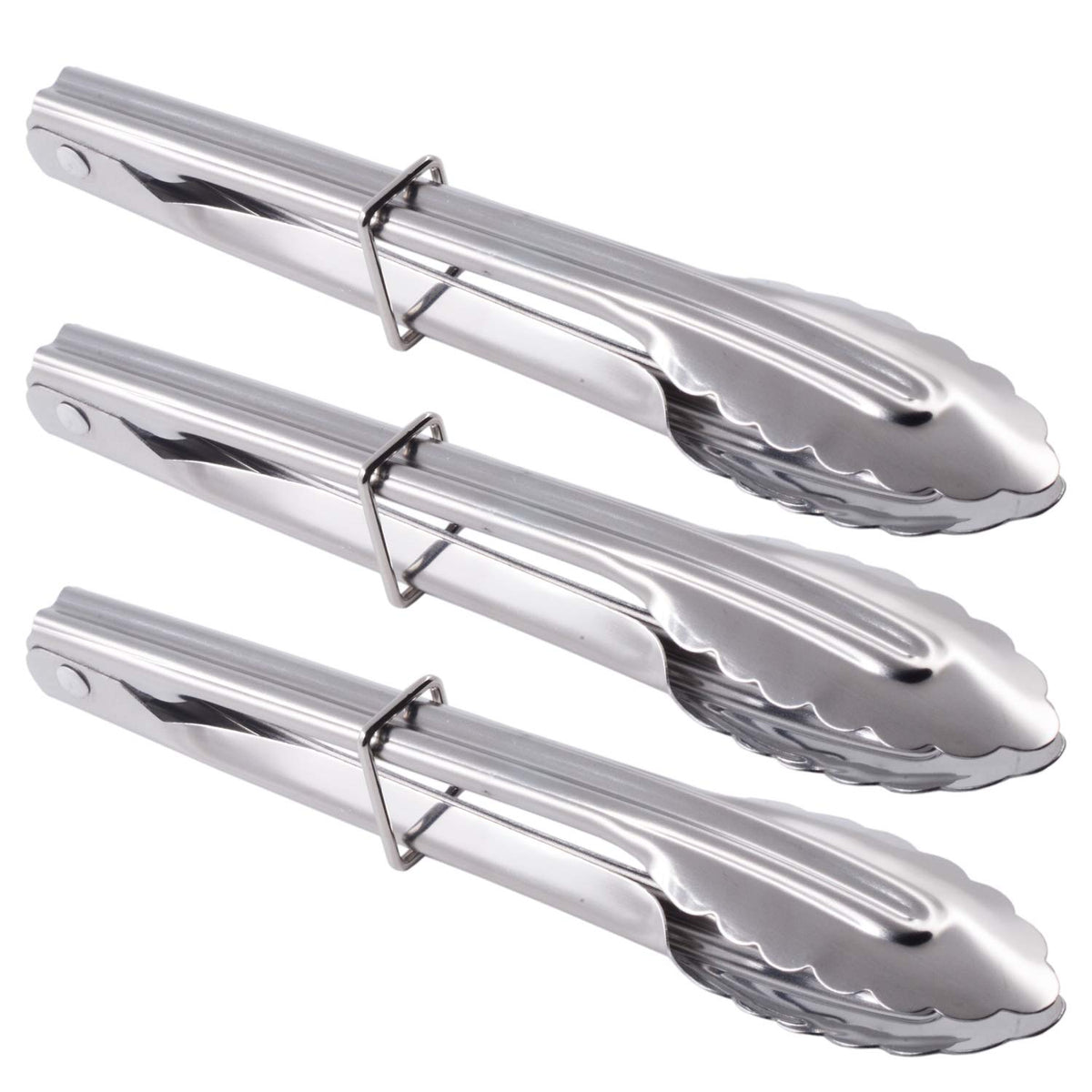 HINMAY Mini Tongs with Silicone Tips 7-Inch Kitchen Tongs, Set of 3 (Black)