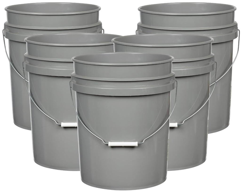 House Naturals 5 Gallon Premium HPDE Plastic Bucket - Made in USA Food Grade Container, BPA Free All Purpose Pail (5, Red)