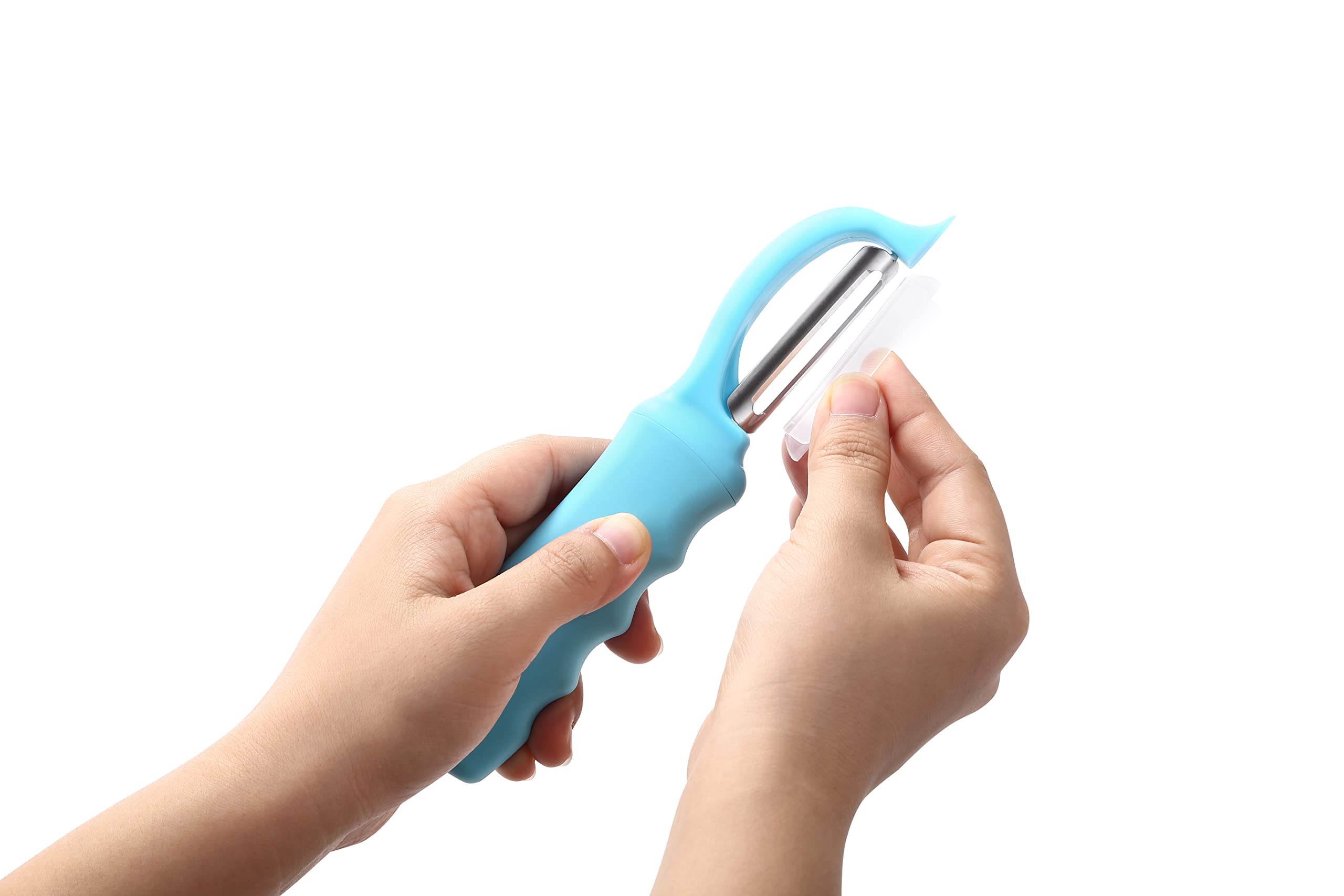 Spring Chef Swivel Potato Peeler for Kitchen w/Soft Grip Handle, Aqua Sky