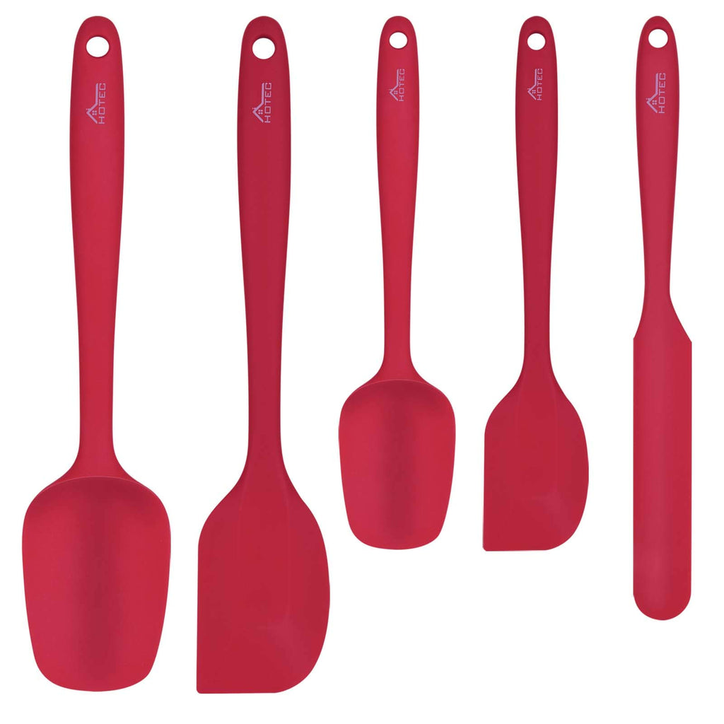 HOTEC 600℉ Heat Resistant Silicone Rubber Spatula Set, Aqua Sky, Set of 5
