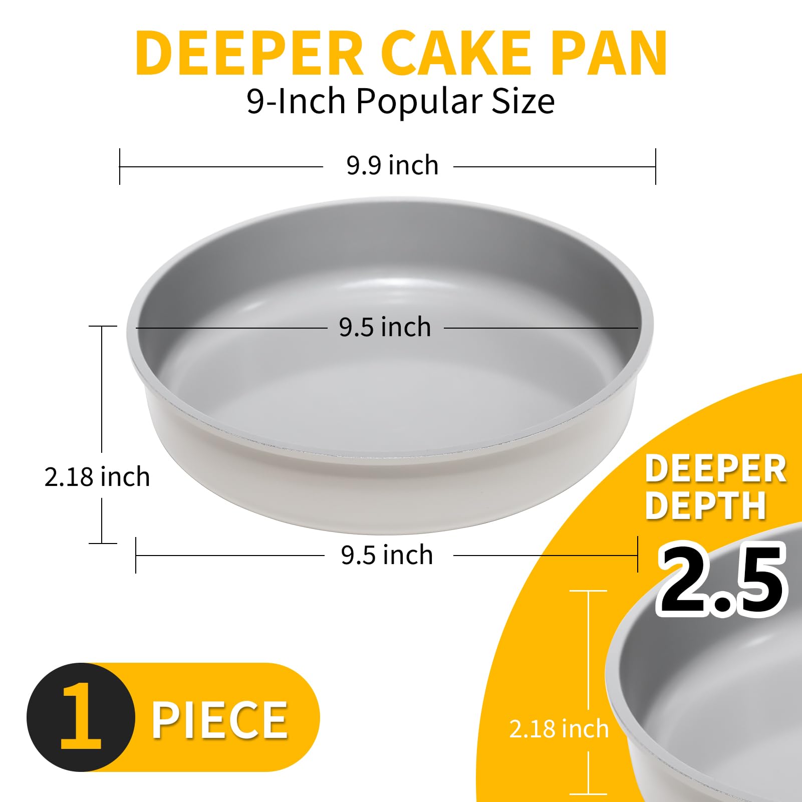 INSETFY 9.5 Inch Round Cake Pan,Cast Aluminum Bakeware Ceramic Nonstick for Cake Baking,Oven and Dishwasher Safe(Beige)