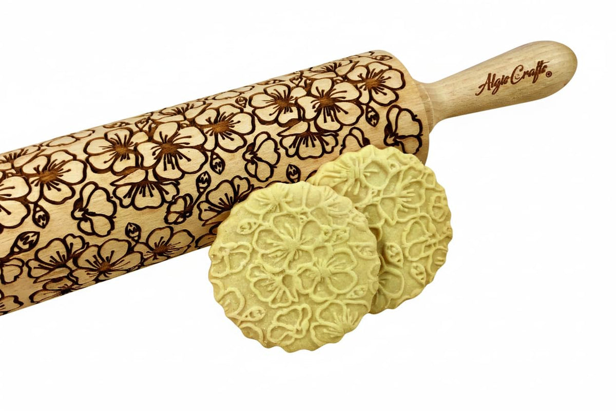 RAINFOREST embossing rolling pin with Tropical Pattern. Dough roller for embossed cookies and Pottery by Algis Crafts