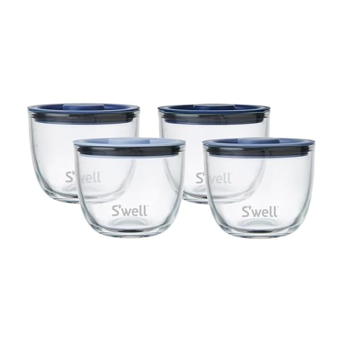 S'well 12oz Glass Prep Bowl Set of 4 for Easy Meal Prep, Black, Durable Tempered Glass, Nesting Design Compatible with 21.5oz S'well Eats Containers