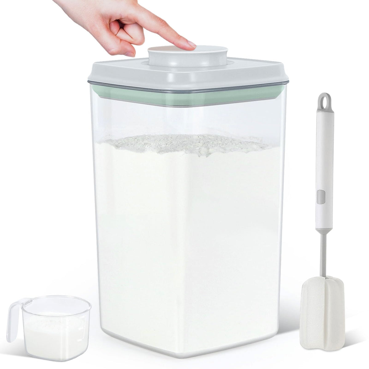 TBMAXS Airtight Rice Container 20 Lbs, Clear PET Plastic Food Storage Container Bin For Flour Sugar, Dry Food Holder with Easy Locking Lid for Kitchen Pantry Organization and Storage