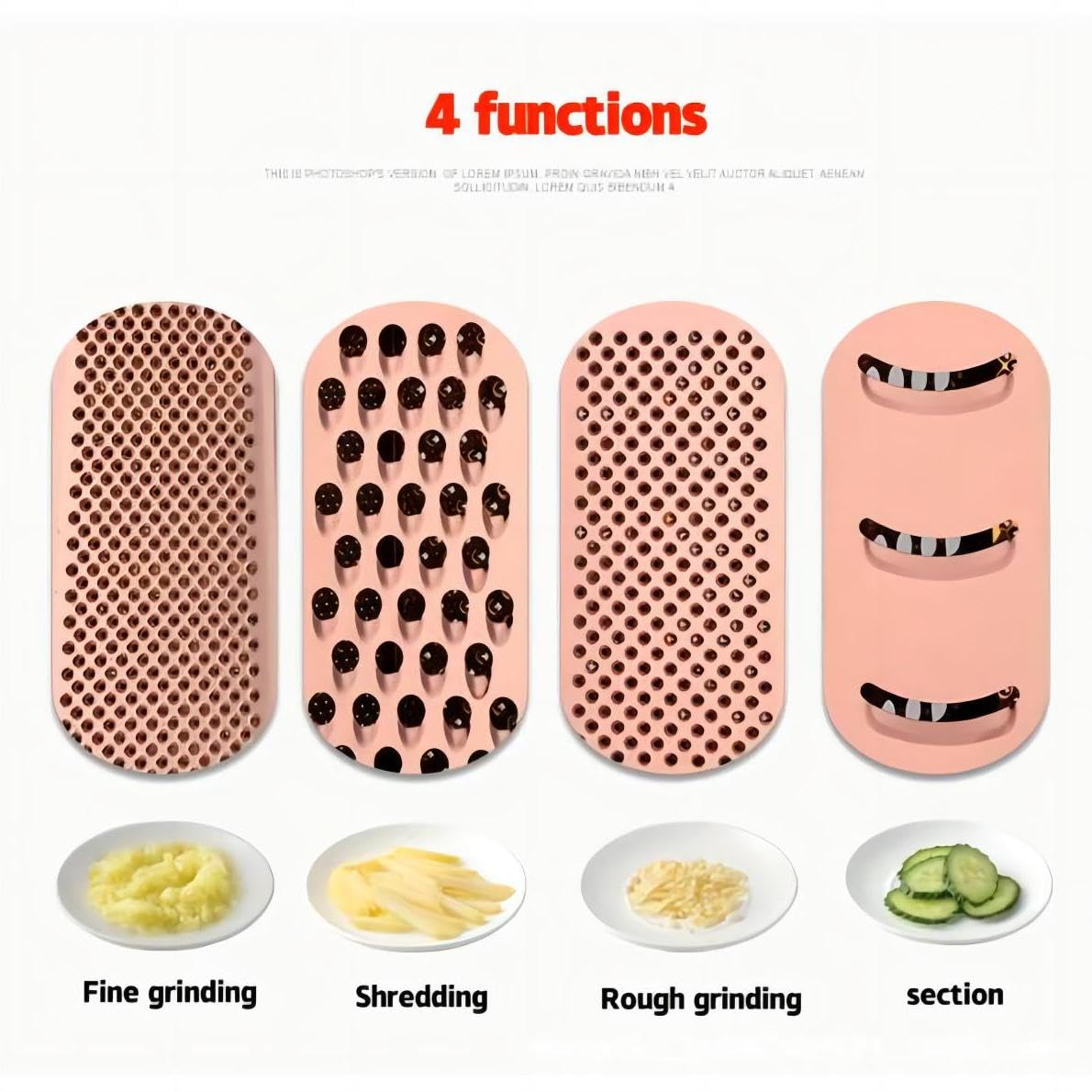 GUIYAL Stainless Steel 4 Sides Grater Slicer with Handle, Multifunctional Cutter Planing for Ginger, Garlic, Cucumbers, Carrots, Cheese, Potato, Ergonomic Design Kitchen Gadgets Accessories（Gold）