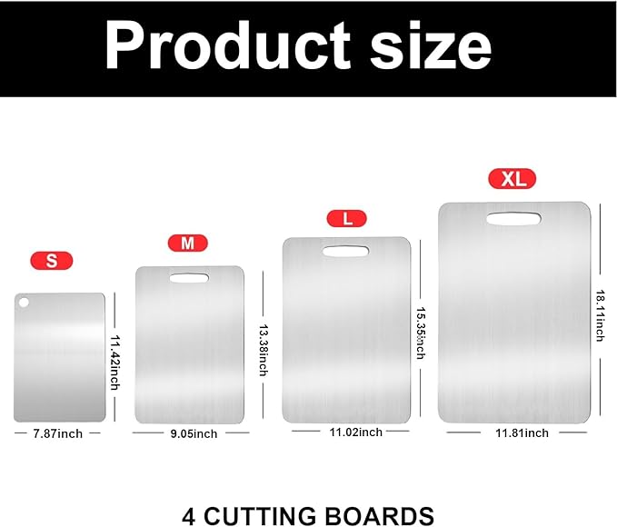 Katuchef Titanium Cutting Board,2026 New 100% Pure Titanium Cutting Boards for Kitchen,Non toxic Doubld-Side Durable Chopping Boards, Easy to Clean and Store(1PC-L:15.35 * 11.02)