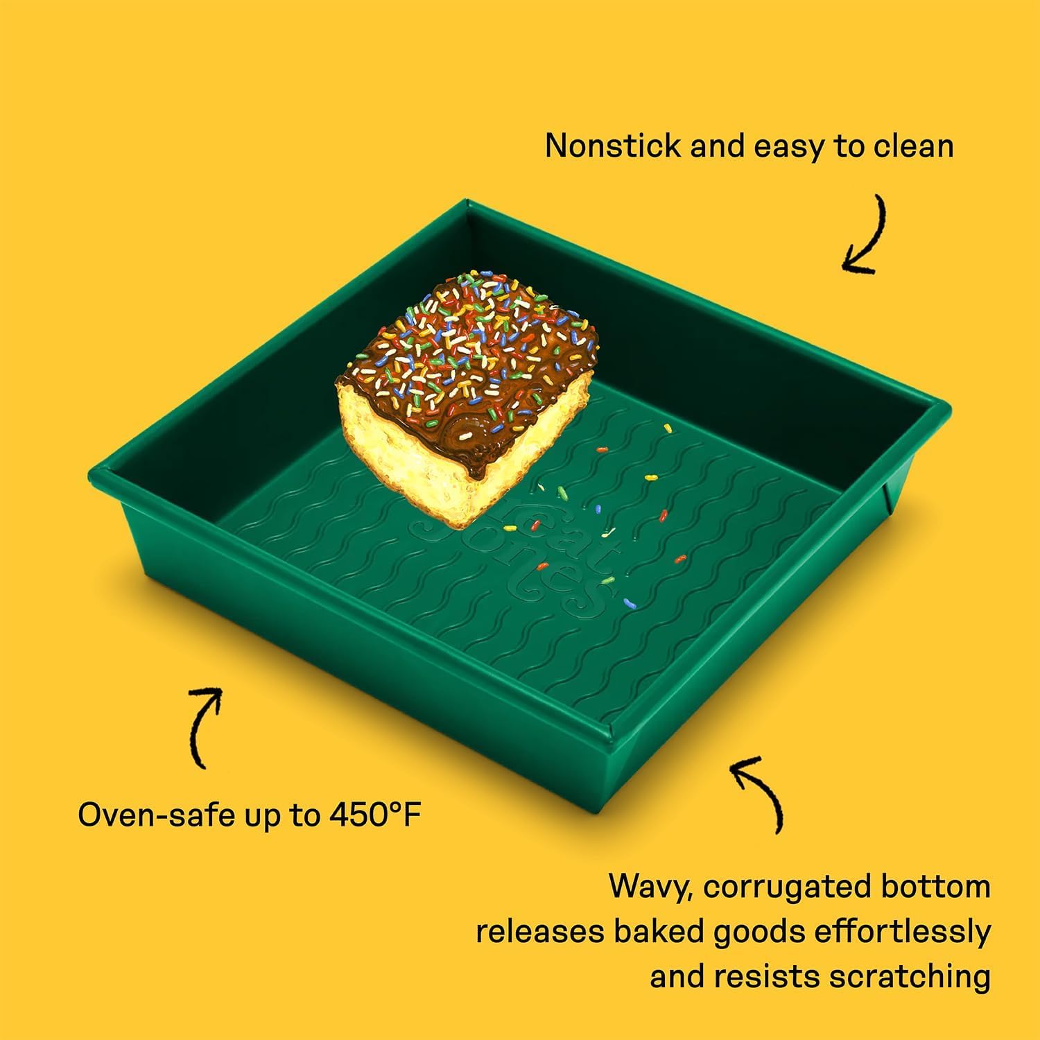 Great Jones Nonstick 9.5x9.5 Inch Square Baking Pan (Broccoli) - Non Toxic