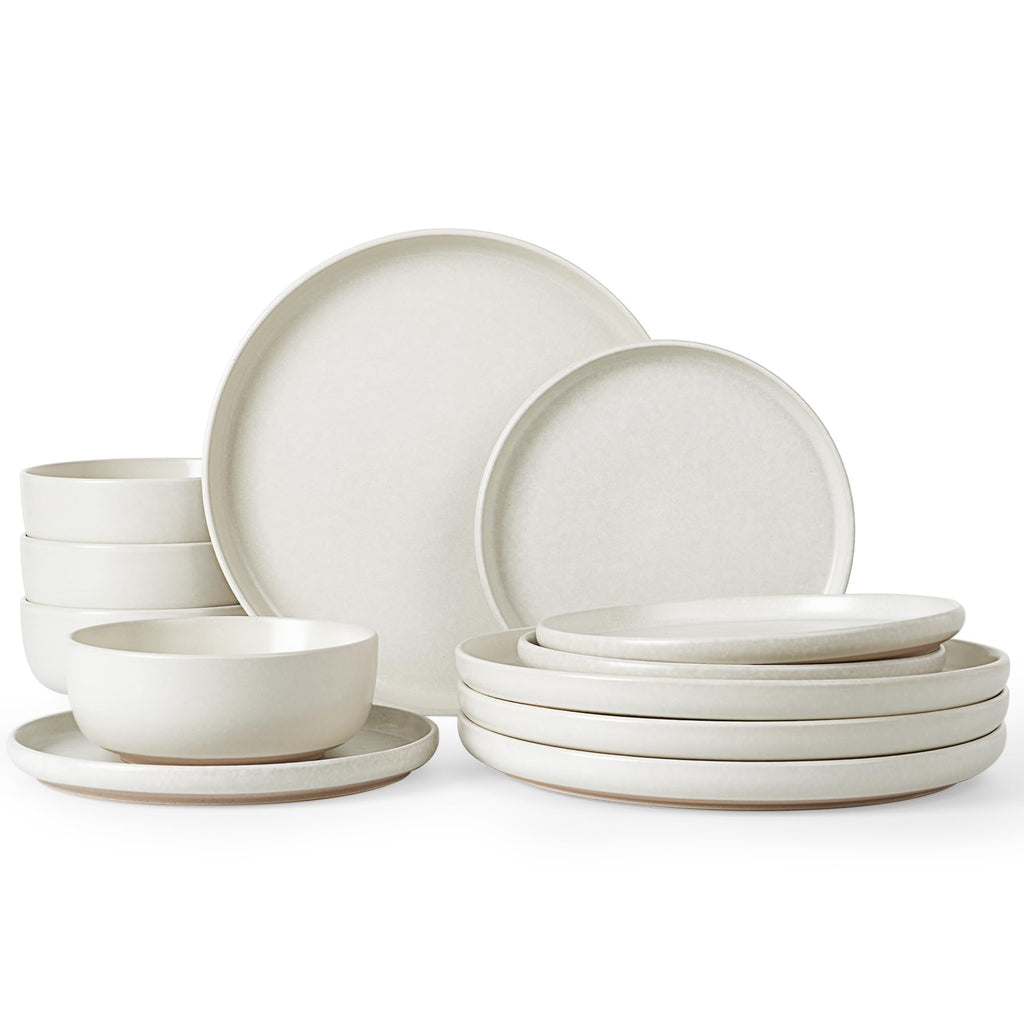 Famiware Milkyway 16-Piece Dinnerware Set with Mugs, Dark Gray