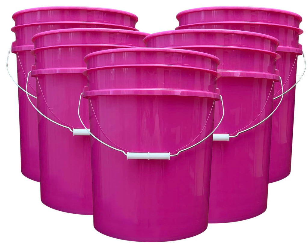 House Naturals 5 Gallon Premium HPDE Plastic Bucket - Made in USA Food Grade Container, BPA Free All Purpose Pail (5, Red)