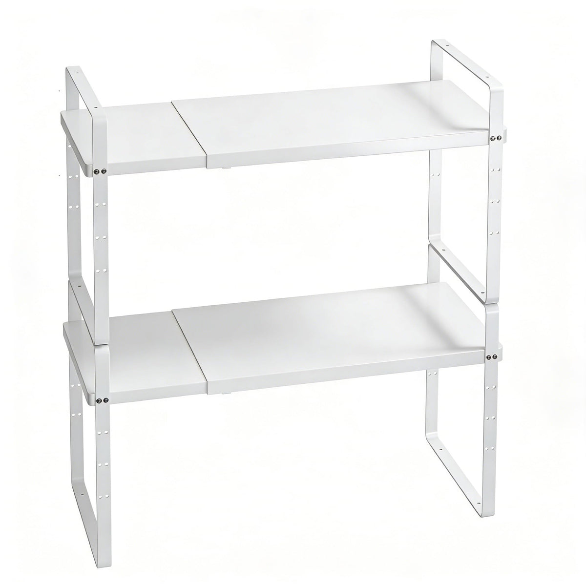 KIKIBRO Expandable Cabinet Shelf Organizer, Stackable Kitchen Pantry Counter Storage, Adjustable Closet Cupboard Stand Rack Risers Spice Organization 80LBS Heavy Duty Black Large 2 Pack