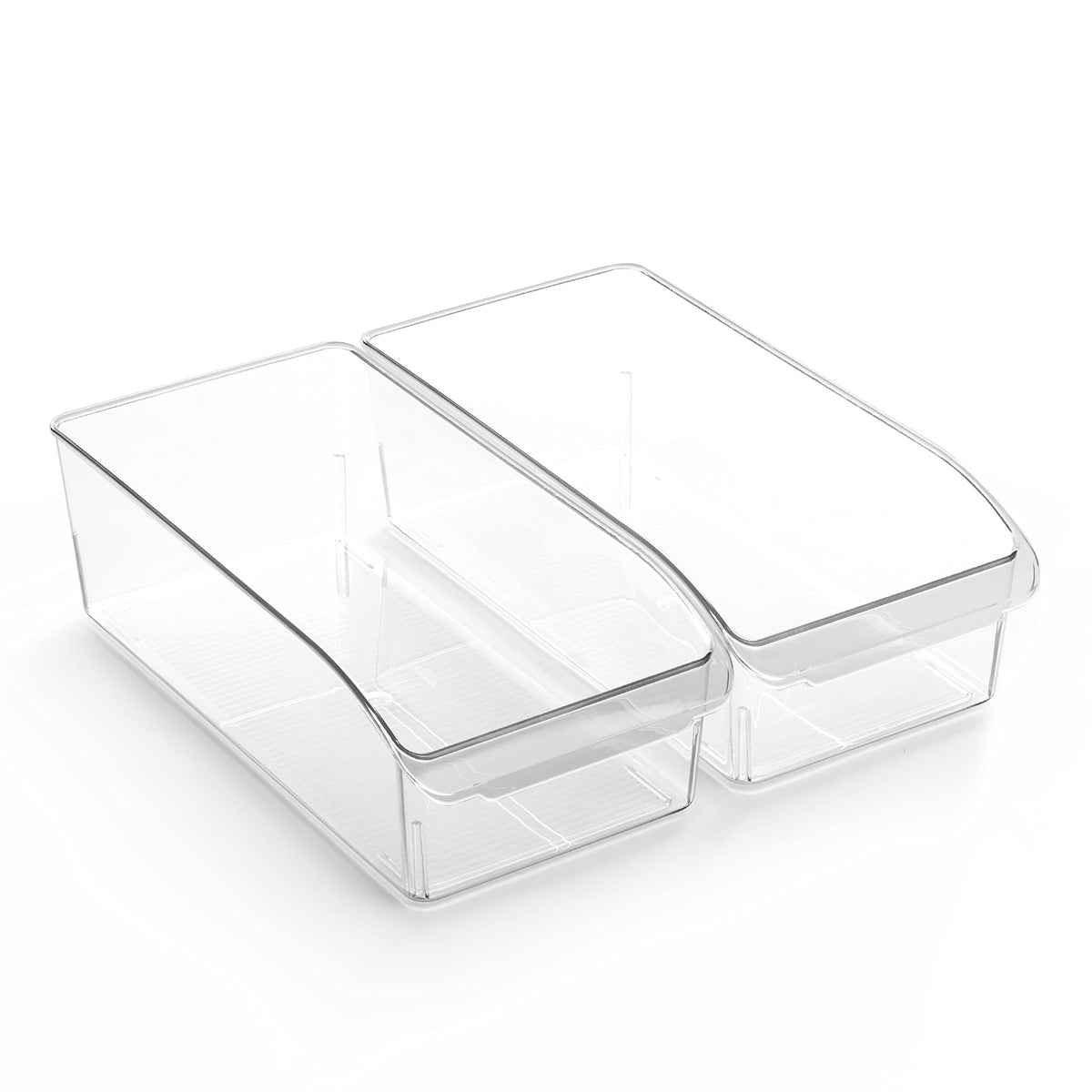 BINO | Plastic Storage Bins, Large | THE CURVE COLLECTION | Multi-Use Fridge / Freezer Organizer | Built-In Handle | BPA-Free | Pantry and Home Organization