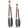 COOK WITH COLOR Stainless Steel Silicone Tipped Kitchen & BBQ Tongs Set, 2 Pc Tongs, Grey