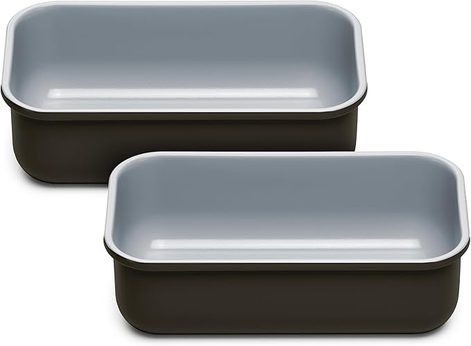 Caraway Non-Stick Ceramic 1 lb Loaf Pan Duo - Naturally Slick Ceramic Coating - Non-Toxic, PTFE & PFOA Free - Perfect for Pound Cakes, Breads, & More
