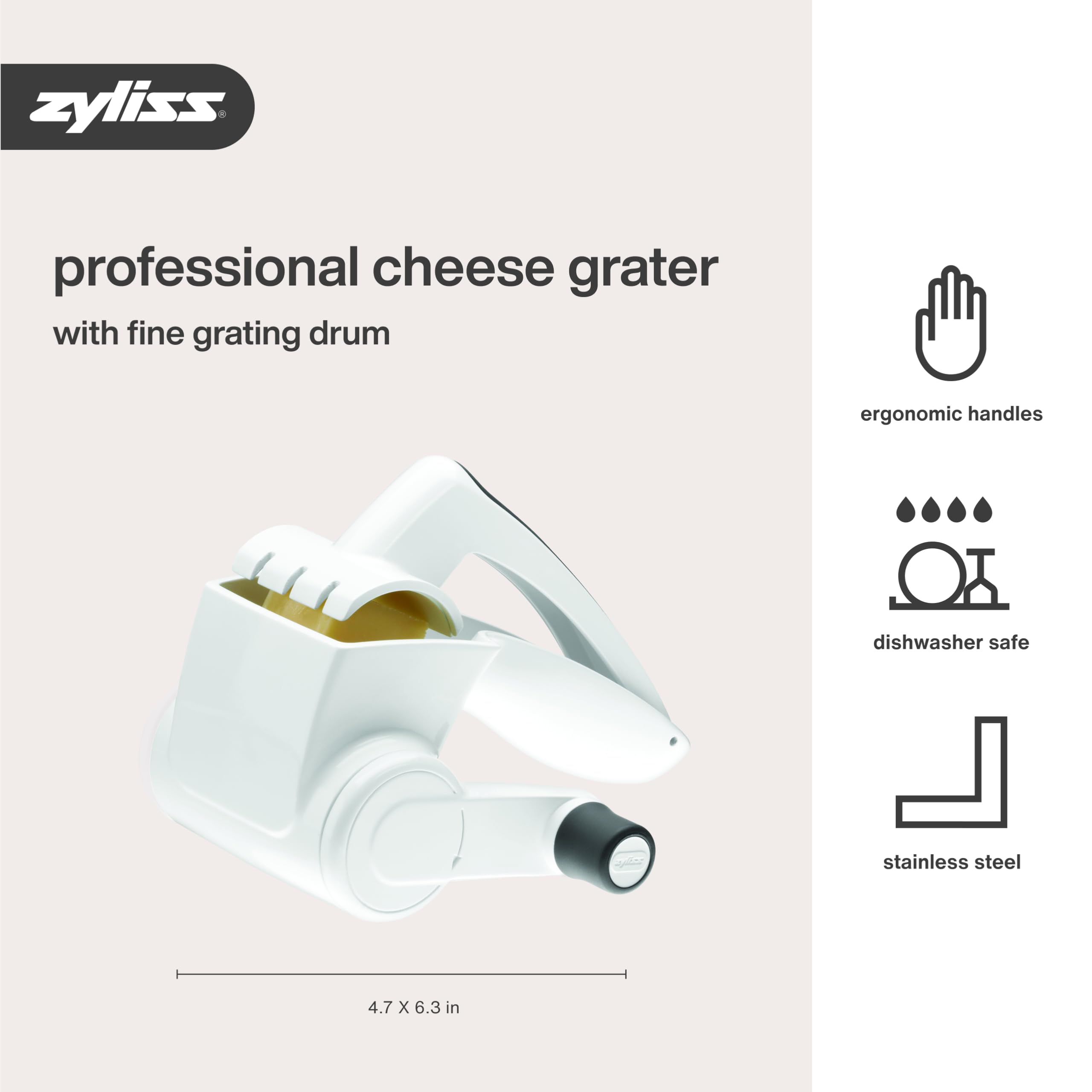 Zyliss Classic Rotary Cheese Grater - NSF Restaurant Certified