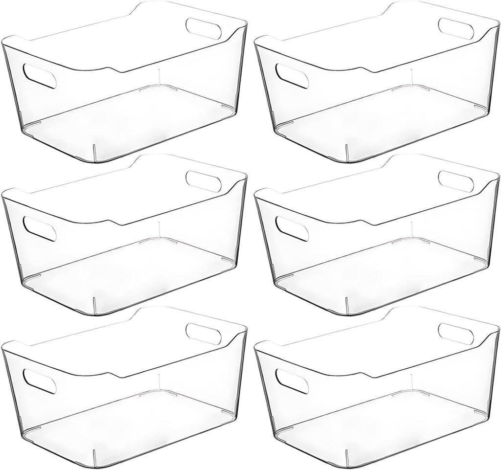 Clear Plastic Storage Bins for Kitchen Organization or Pantry Organizers and Storage, Freezer Fridge Organizer Containers Bin for Organizing Refrigerator Closet Cabinet Organizers