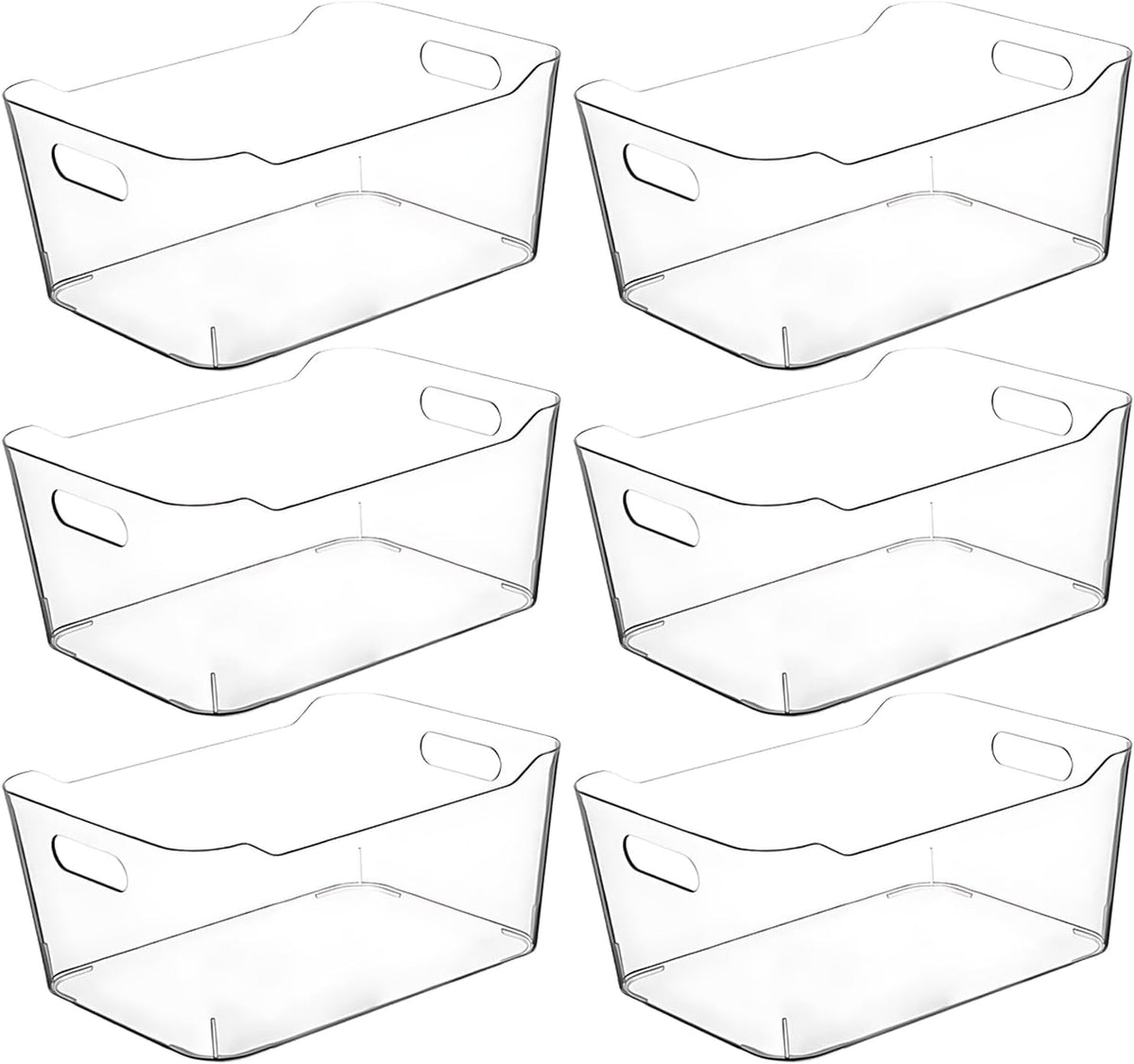Clear Plastic Storage Bins for Kitchen Organization or Pantry Organizers and Storage, Freezer Fridge Organizer Containers Bin for Organizing Refrigerator Closet Cabinet Organizers