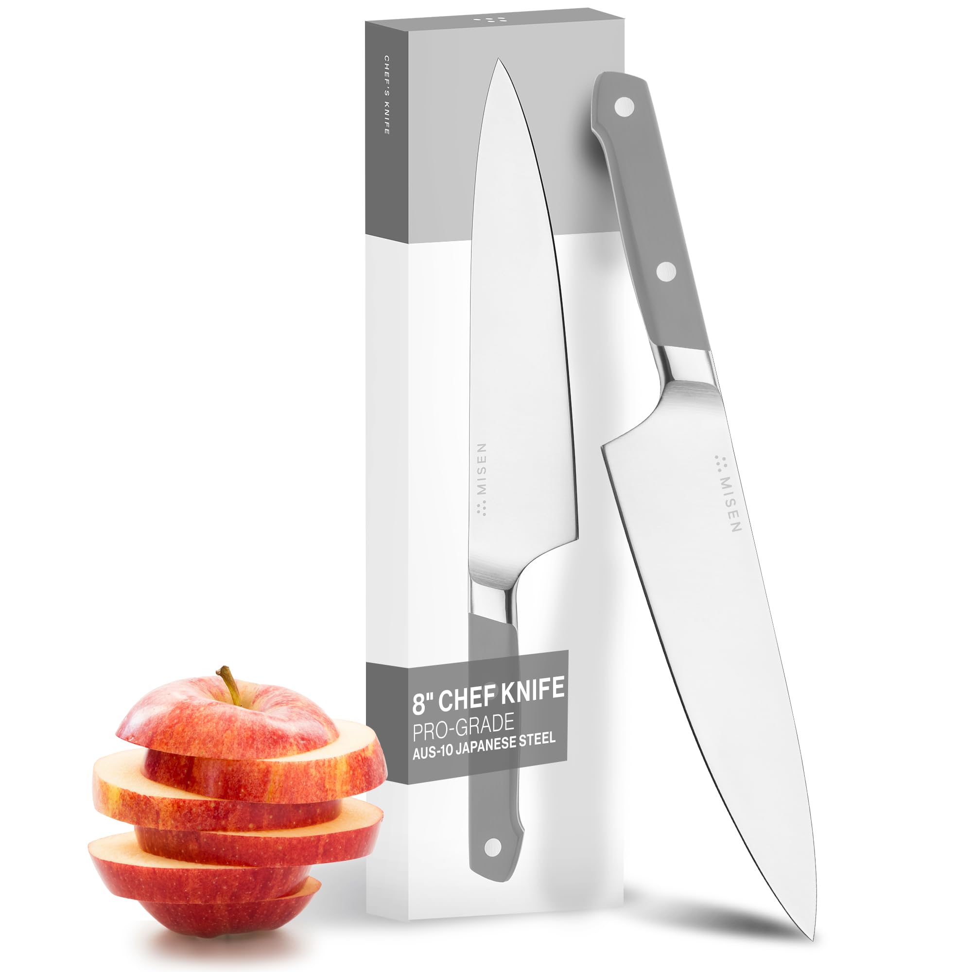 Misen 8 Inch Chef Knife, AUS-10 Japanese Stainless Steel - Gray