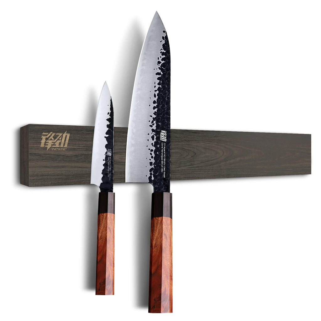 FINDKING Maple Wood Magnetic Knife Strip, Wall Mounted Wooden Knife Holder with Strong Magnets for Kitchen Organization, 16 Inch Beige, Without Knives