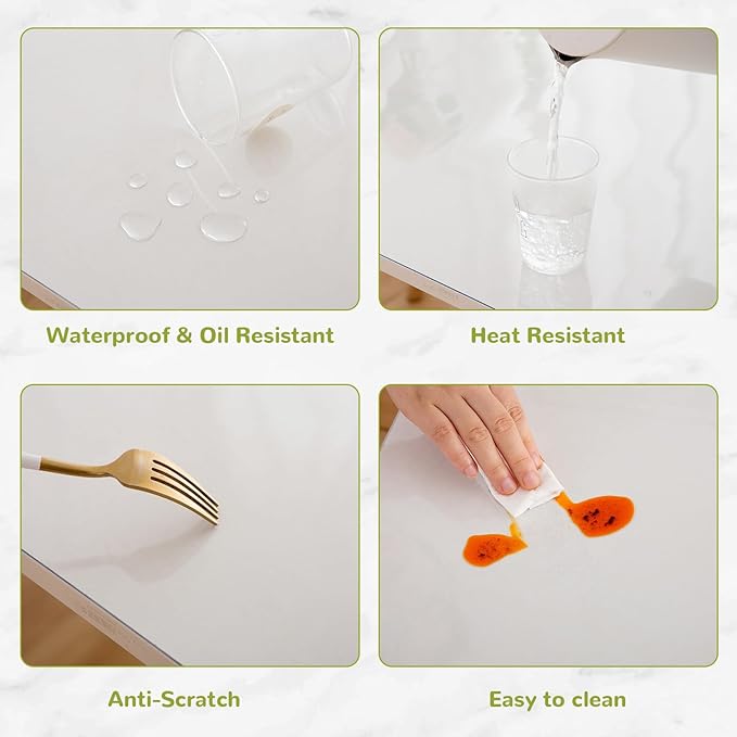 44 x 114 Inch Clear Table Cover Protector, Clear Table Protector for Dining Room Table, 1.5mm Plastic Table Cover, Waterproof Table Pad for Kitchen, Office