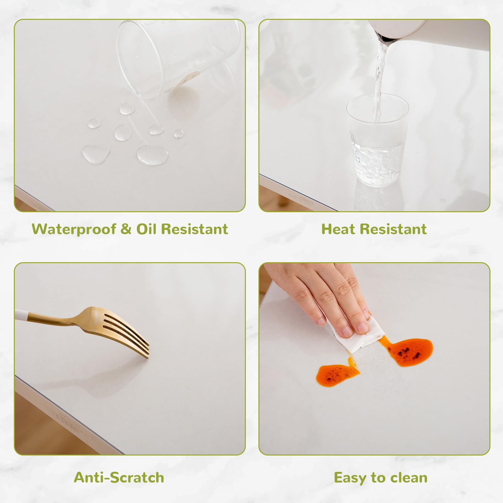 Eisdroma 36 x 40 Inch Clear Table Cover Protector, Clear Table Protector for Dining Room Table, 1.5mm Plastic Table Cover, Waterproof Table Pad for Kitchen, Office