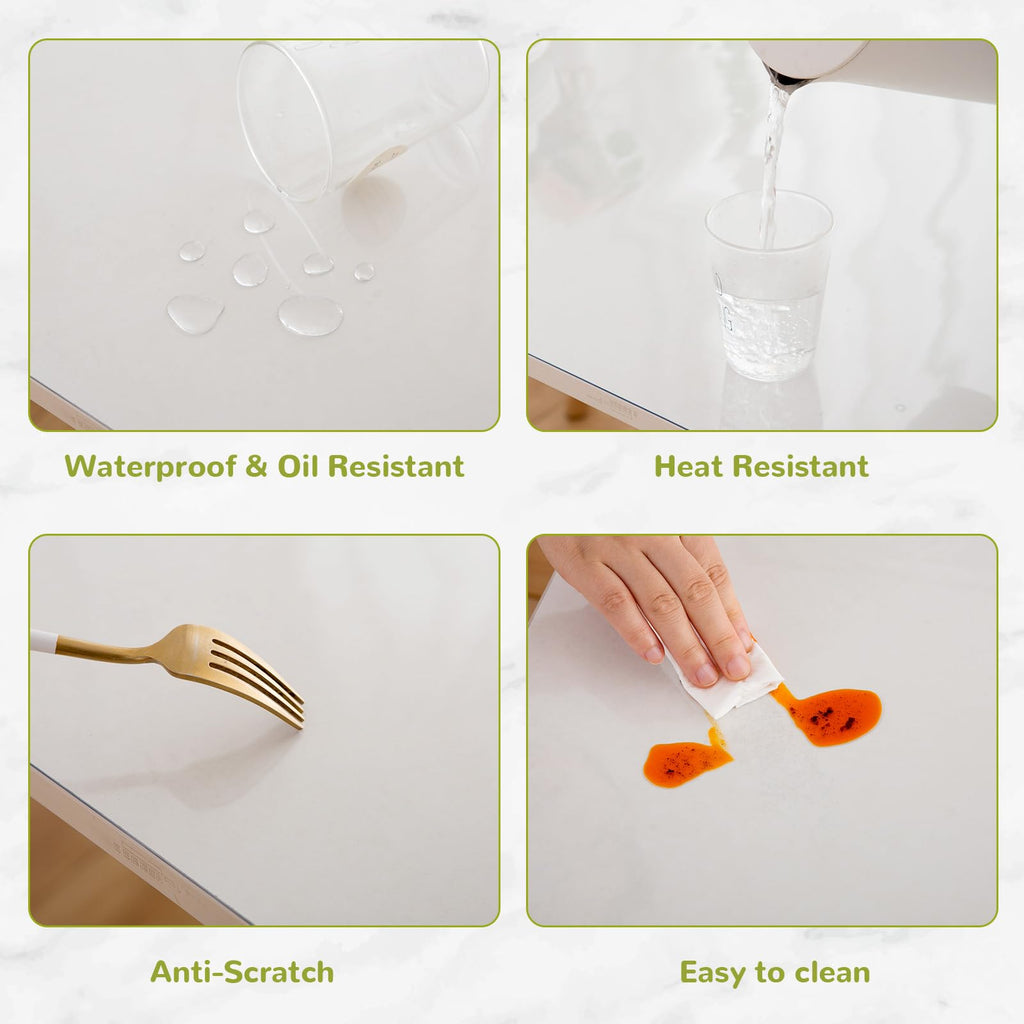 Eisdroma 48 x 48 Inch Clear Table Cover Protector, Clear Table Protector for Dining Room Table, 1.5mm Plastic Table Cover, Waterproof Table Pad for Kitchen, Office