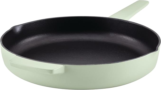 KitchenAid Enameled Cast Iron Frying Pan/Skillet with Helper Handle and Pour Spouts, 12 Inch