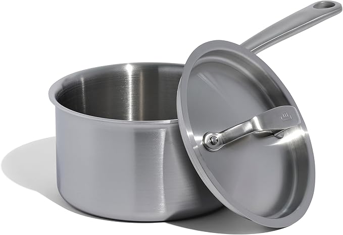 Made In Cookware - 4 Quart Stainless Steel Saucepan with Lid - 5 Ply Stainless Clad Sauce Pan - Professional Cookware - Crafted in Italy - Induction Compatible