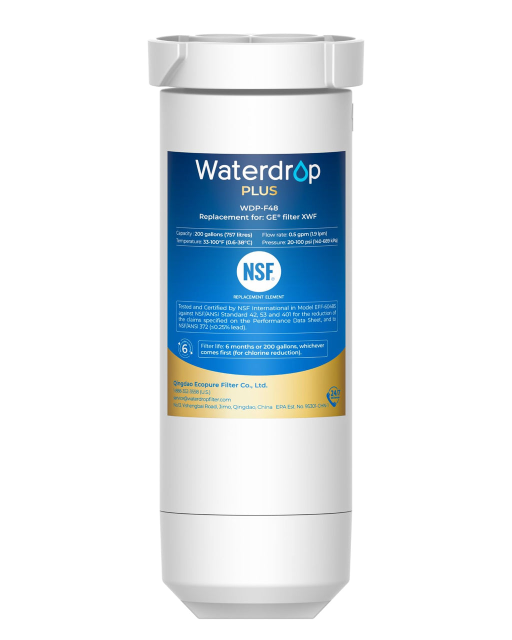 Waterdrop Plus XWF Water Filter Replacement for GE® XWF, 3 Pack, No chip