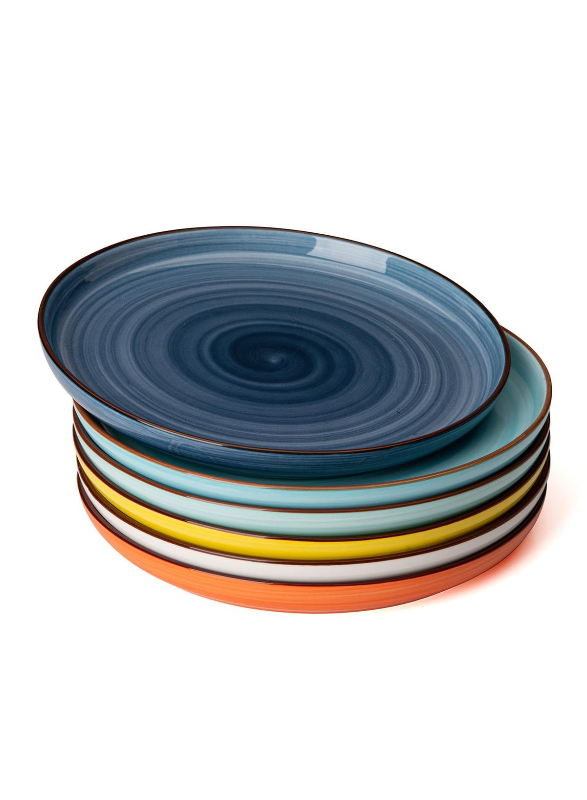 Sweese 7.4 Inch Porcelain Dessert Plates - Round Salad/Appetizer Plate Set, Microwave Dishwasher Safe, 6 Pack, Vibrant Colors