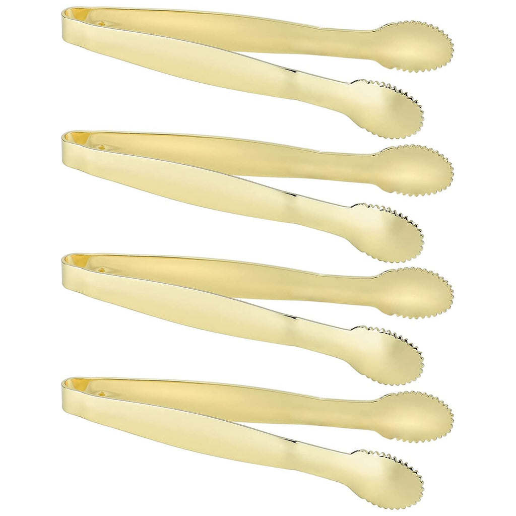 MSY BIGSUNNY 7 Inch Ice Tongs, Thickened Stainless Steel Sugar Cube Serving Tongs with Teeth for Tea, Party, Coffee, Bar, Food - Set of 2, Golden