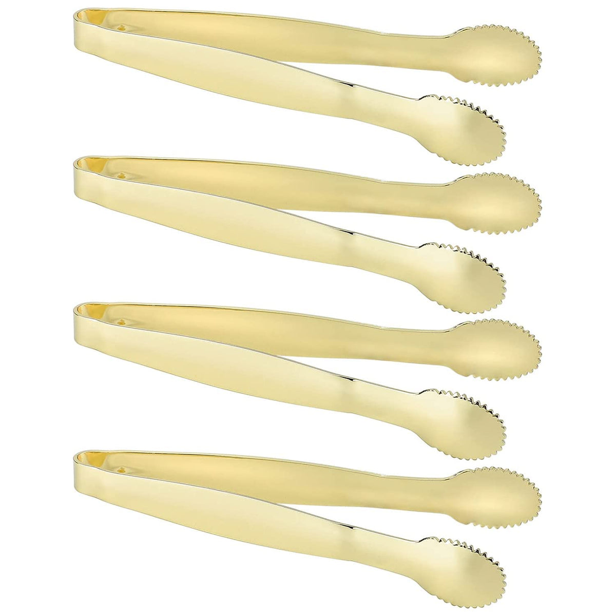 MSY BIGSUNNY 7 Inch Ice Tongs, Thickened Stainless Steel Sugar Cube Serving Tongs with Teeth for Tea, Party, Coffee, Bar, Food - Set of 2, Golden