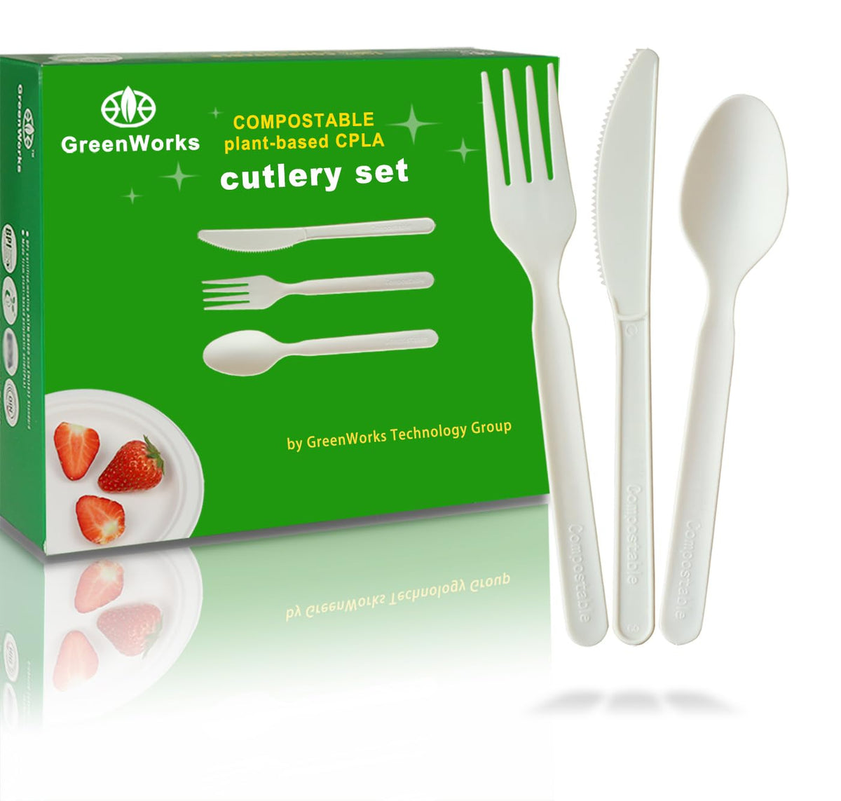 GreenWorks Compostable Knives,100 Count 7" Heavyweight Disposable Biobased Cutlery Knife