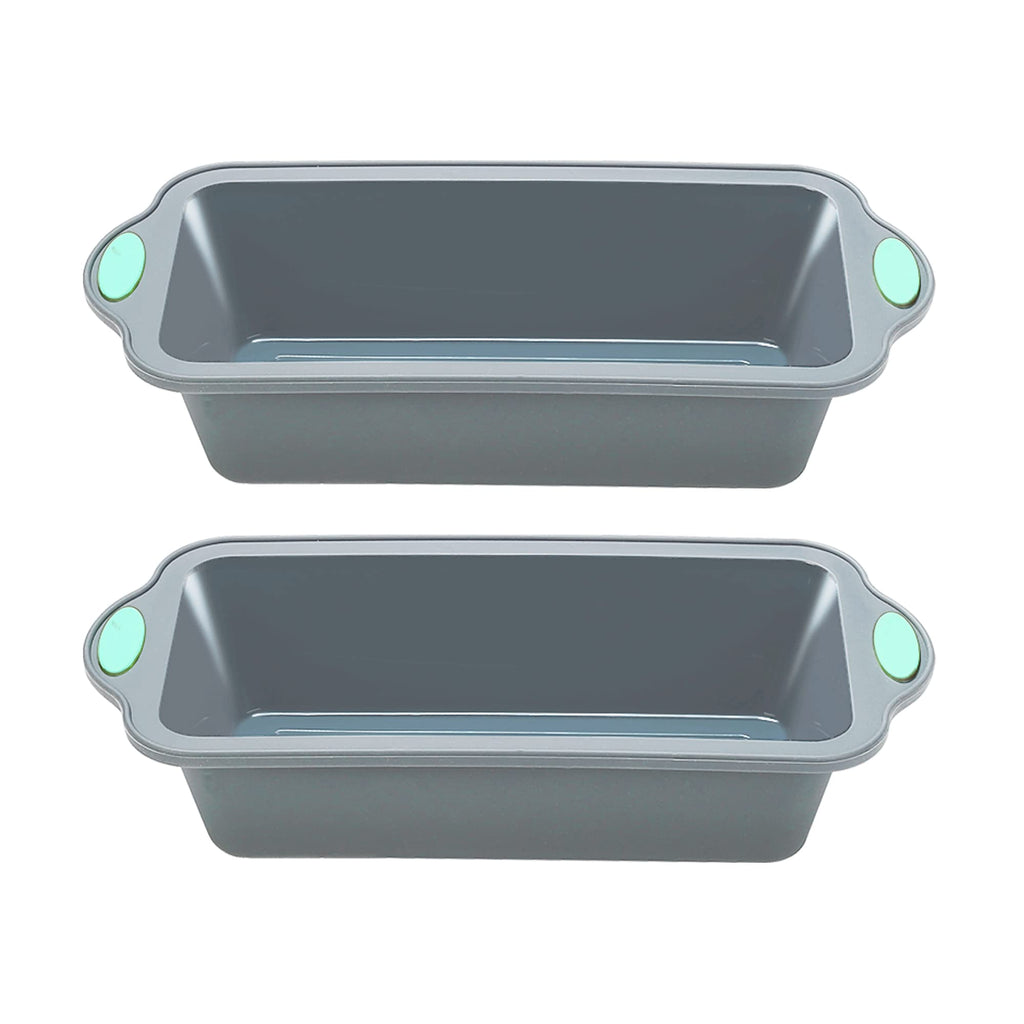 To encounter 8 in 1 Silicone Baking Set - 6 Cake Molds - 2 Silicone Baking Mat, Nonstick Cookie Sheet, Cake Muffin Bread Pan with Grips and Metal Reinforced Frame More Strength, Navy Blue