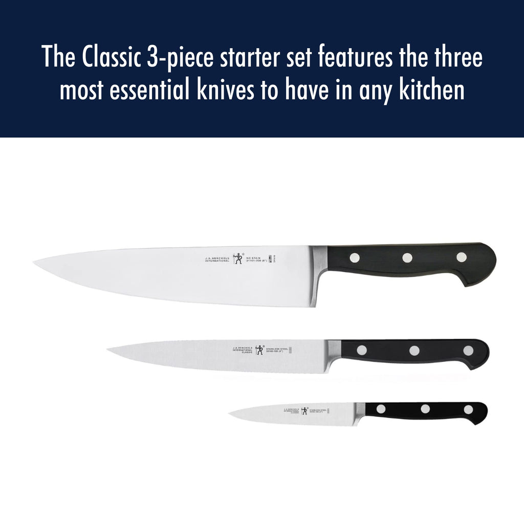 HENCKELS Classic 3-Pc Starter Chef Knife Set, Razor-Sharp German Engineered