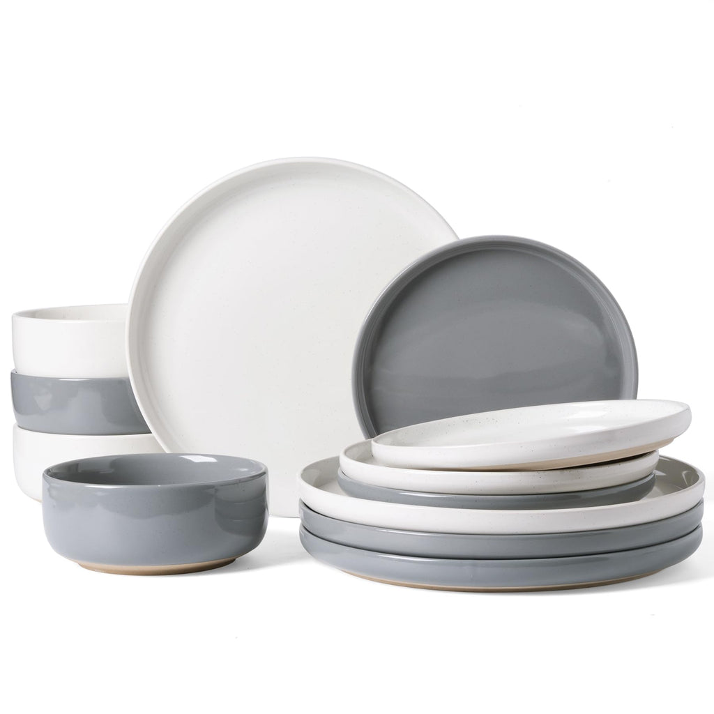 Famiware Milkyway 16-Piece Dinnerware Set with Mugs, Dark Gray