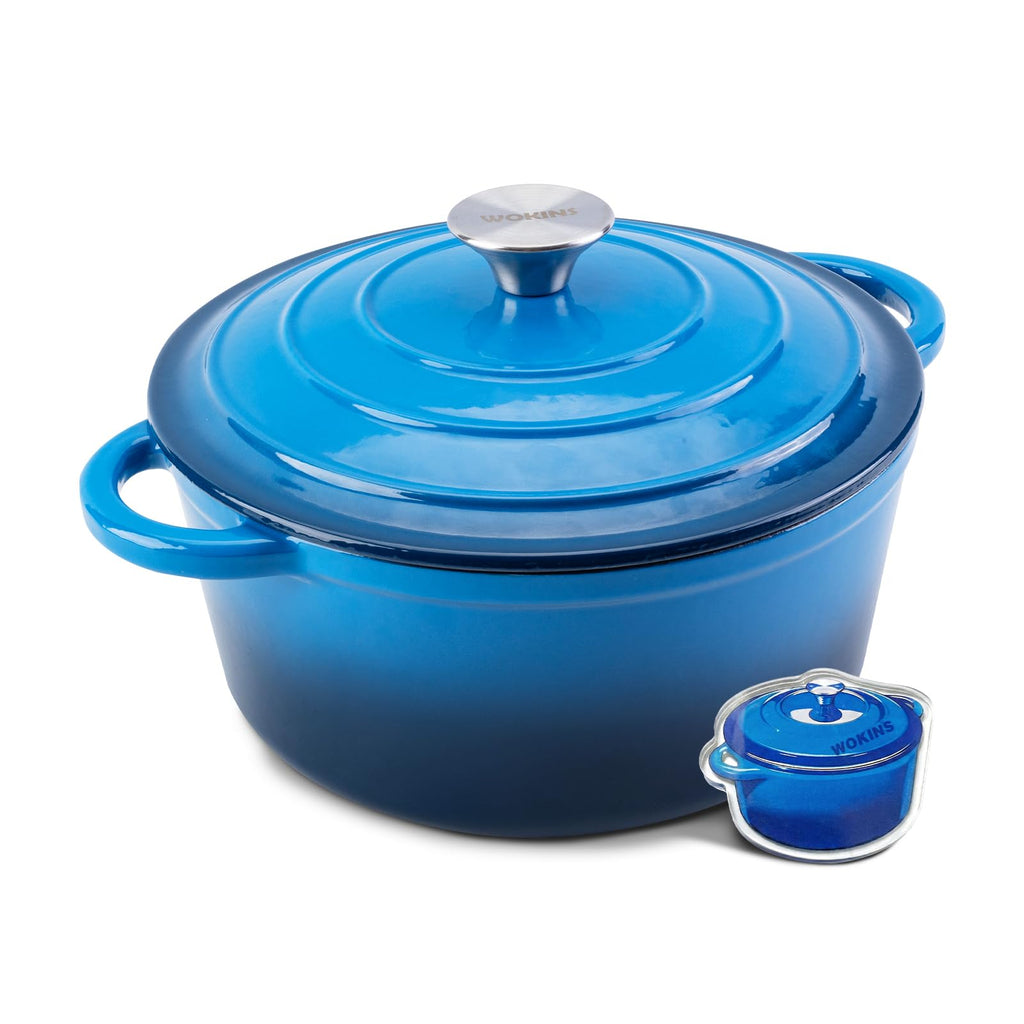 WOKINS Enameled Cast Iron Round Dutch Oven -4QT Pot With Lid,Cream