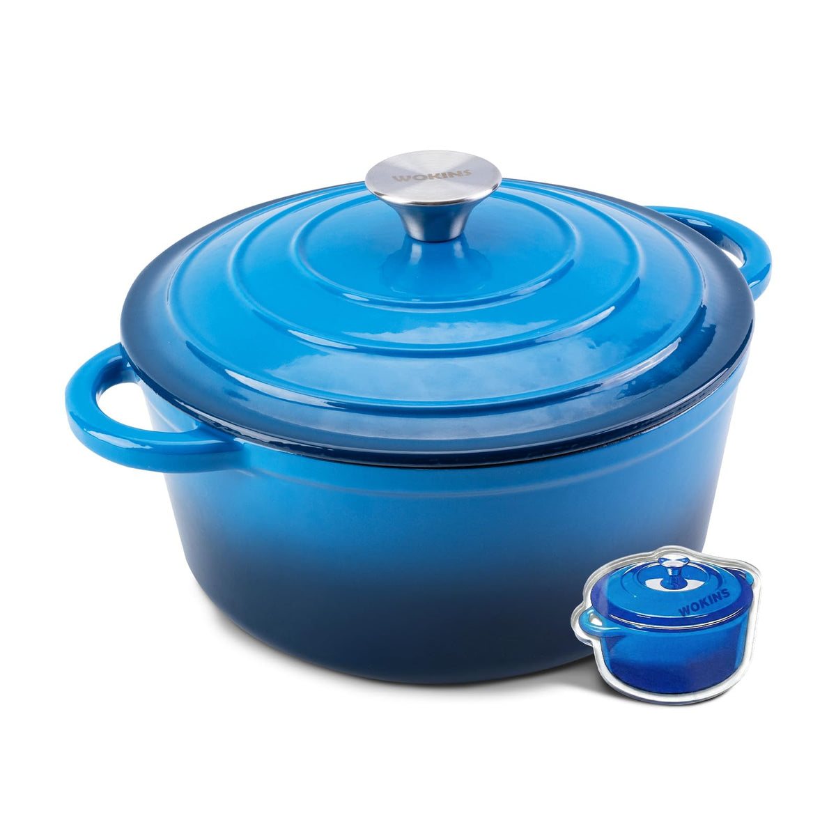 WOKINS Enameled Cast Iron Round Dutch Oven -4QT Pot With Lid,Cream