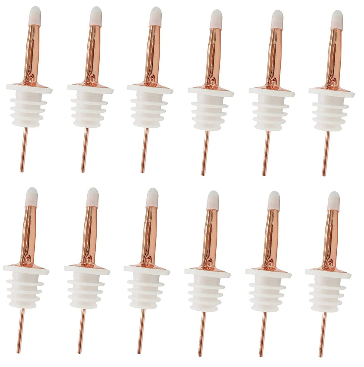 12 Pack Liquor Pour Spouts Set - Stainless Steel bottle spout and Liquor Pourers Dust Caps Covers