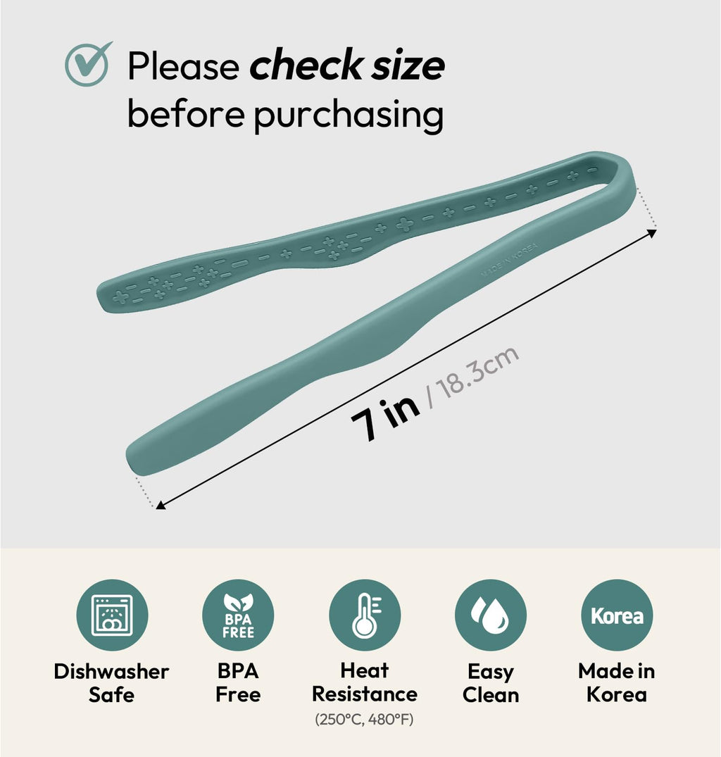Carrotez Mini Silicone Toaster Tongs, 7 inches, 1 Pack, Green