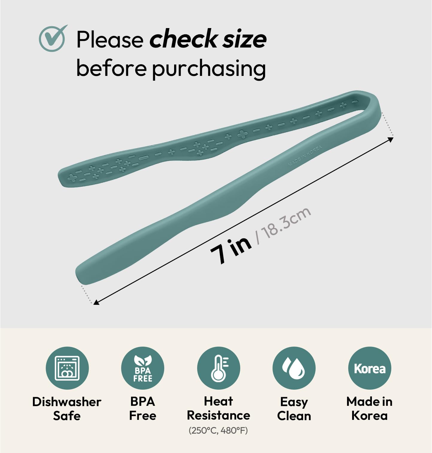 Carrotez Mini Silicone Toaster Tongs, 7 inches, 1 Pack, Green
