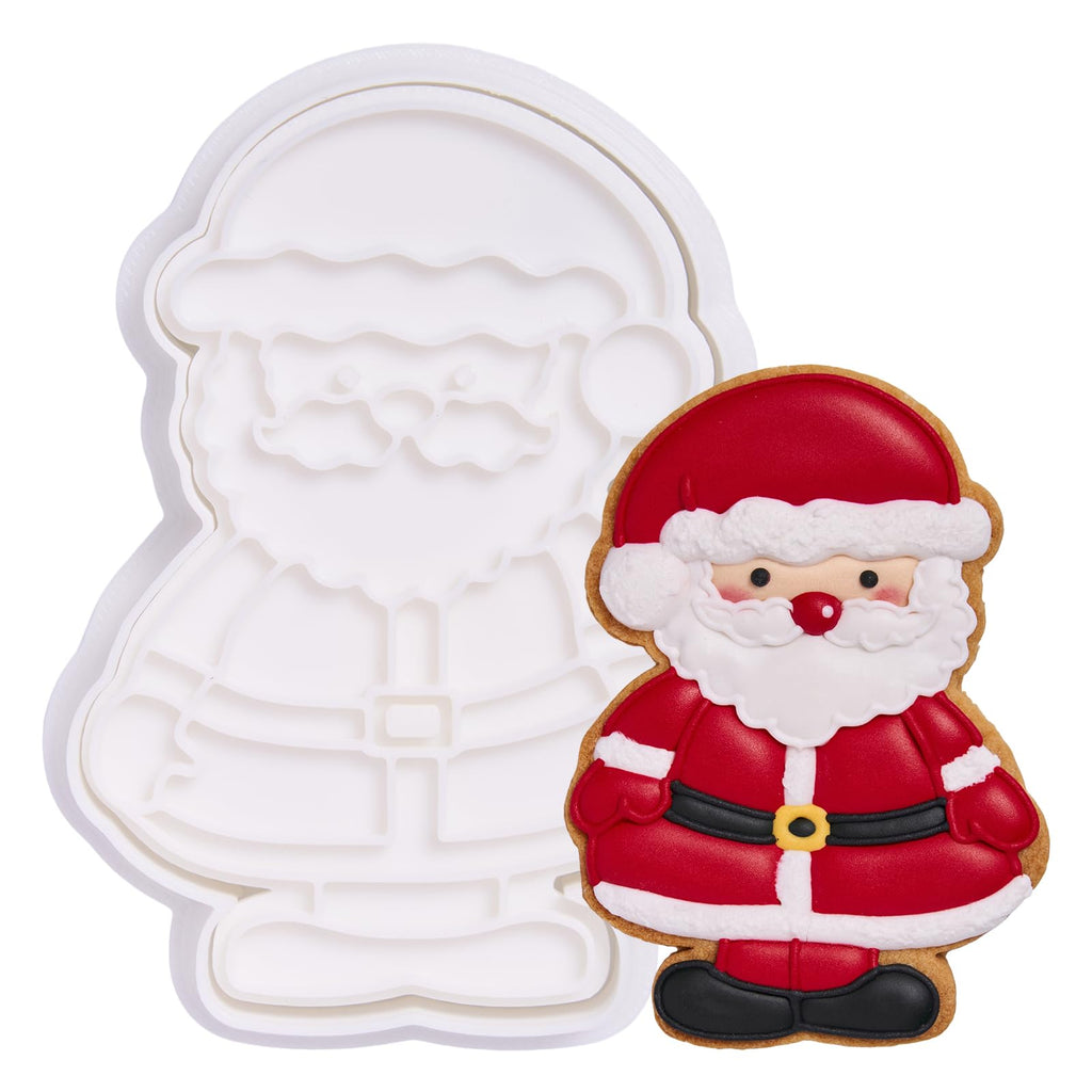 Flycalf Christmas Cookie Cutters Nutcracker Shapes with 3D Stamper Fall Holiday PLA Baking Accessories Cutter Molds Gifts for Kids Decorative Party 3.5" Kitchen Cake Supplies