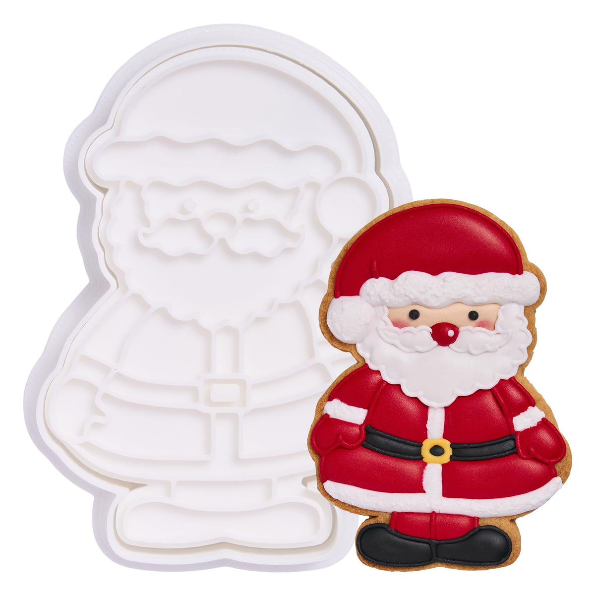 Flycalf Christmas Cookie Cutters Nutcracker Shapes with 3D Stamper Fall Holiday PLA Baking Accessories Cutter Molds Gifts for Kids Decorative Party 3.5" Kitchen Cake Supplies