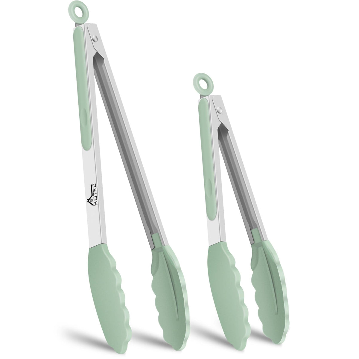 HOTEC Stainless Steel Kitchen Tongs with Silicone Tips, Set of 3-7",9" &12"