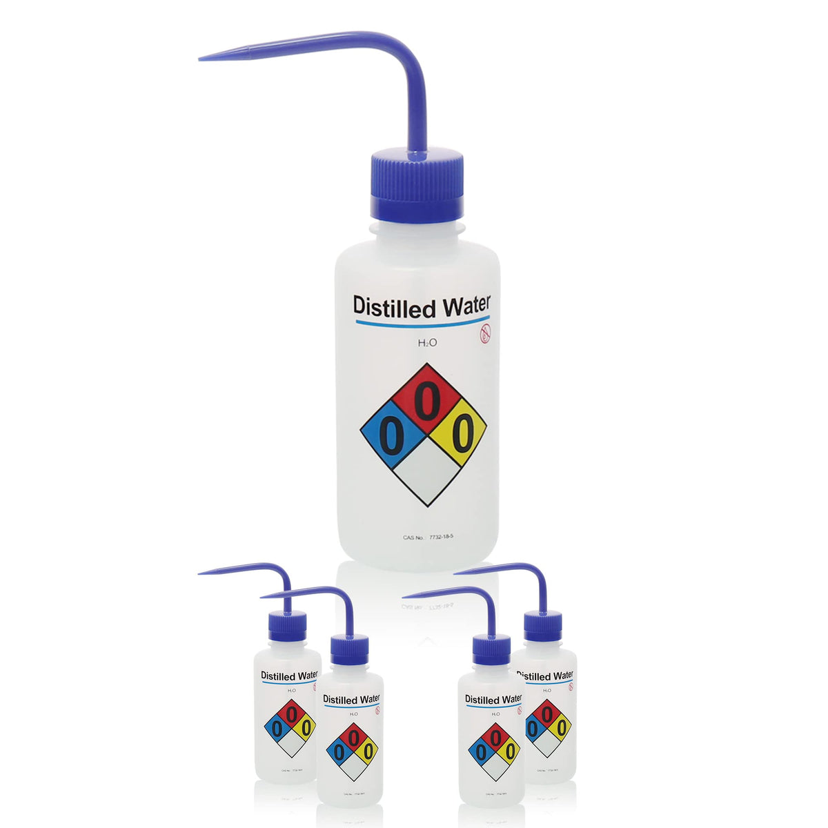 LABINVO 4pcs of Methanol Wash Bottles, Vol.500ml (17oz), Narrow Mouth, Self-Venting Safety Wash Bottles, LDPE Material, IN-WBM500