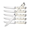 Alata 6-Piece White Steak Knives Set, Stainless Steel Steak Knife set with Serrated Edge, Razor-Sharp, Full-Tang Construction