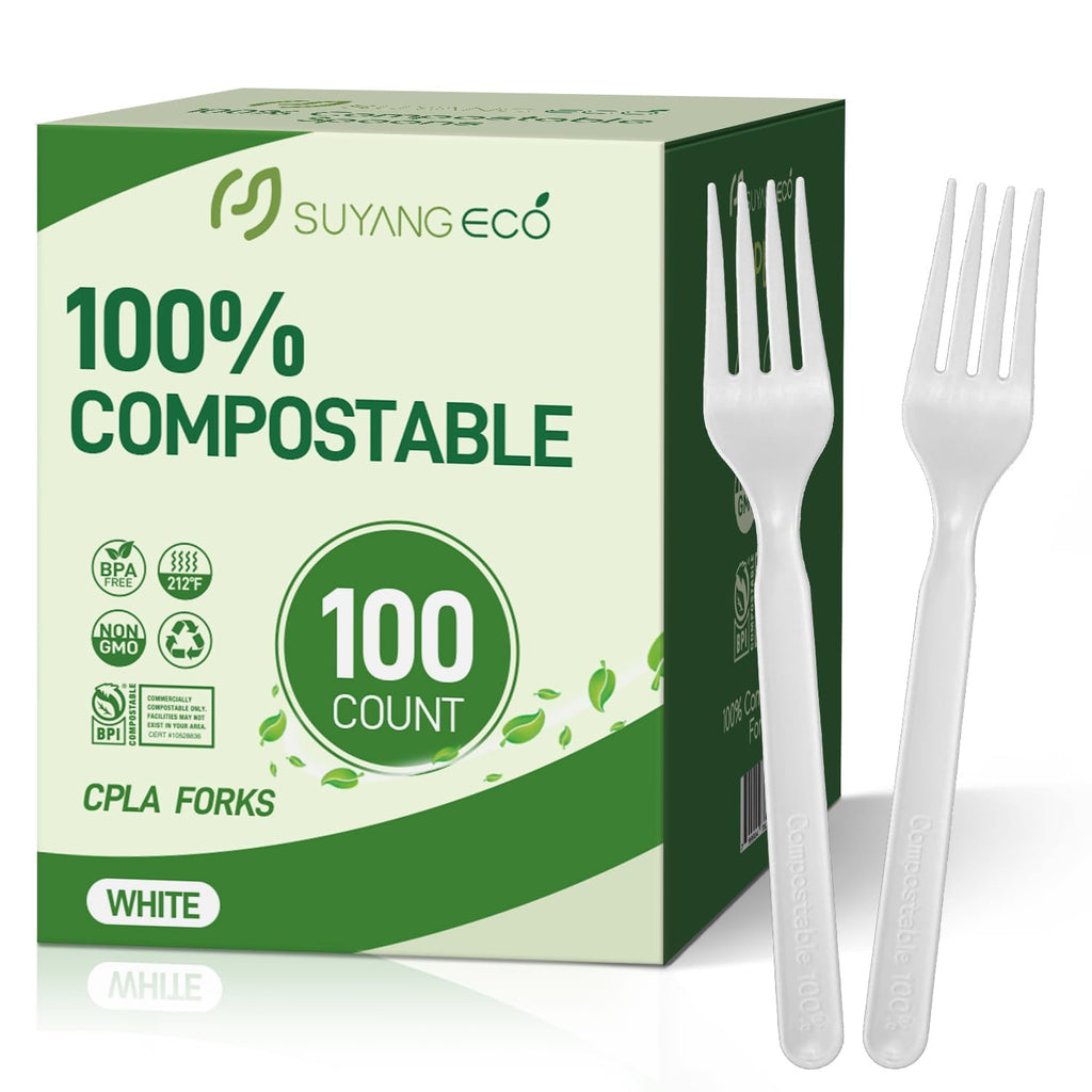 300 Count Compostable Forks Heavy Duty Disposable Forks