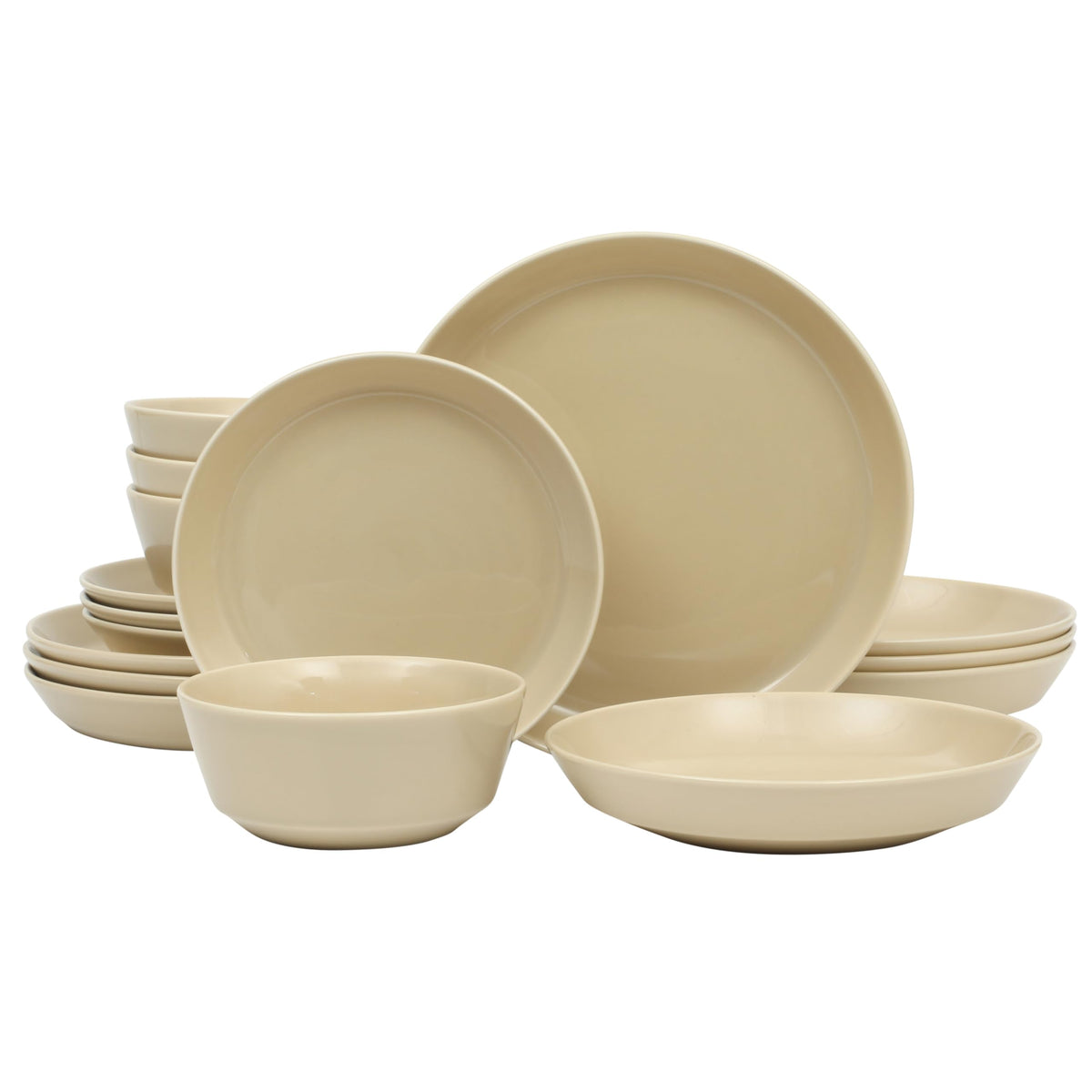 Gibson Home Melbourne White Plates and Bowls Set, 16 Piece Embossed Ceramic Dinnerware Set - Service for 4 Dishes - With Pasta Bowl